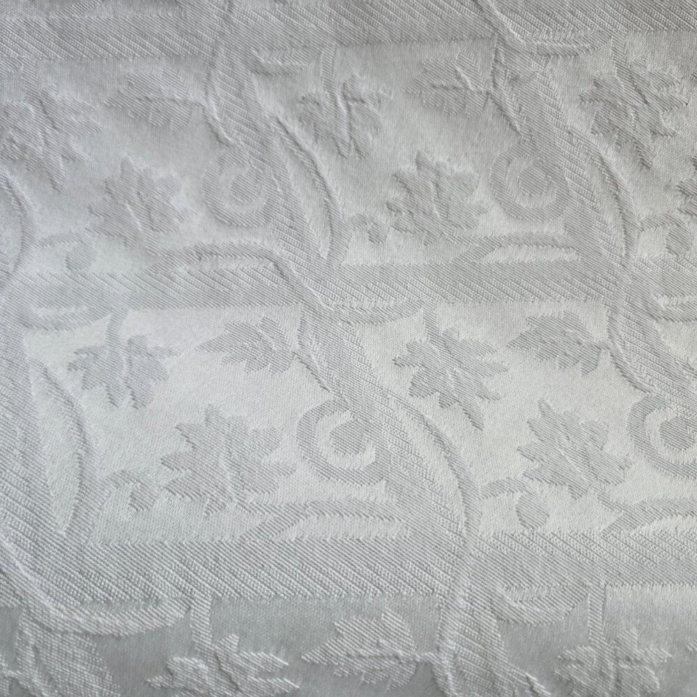 Vintage Handmade Tablecloth Textured Fabric Beige Rounded Oblong 89” x 68” - Picture 4 of 6